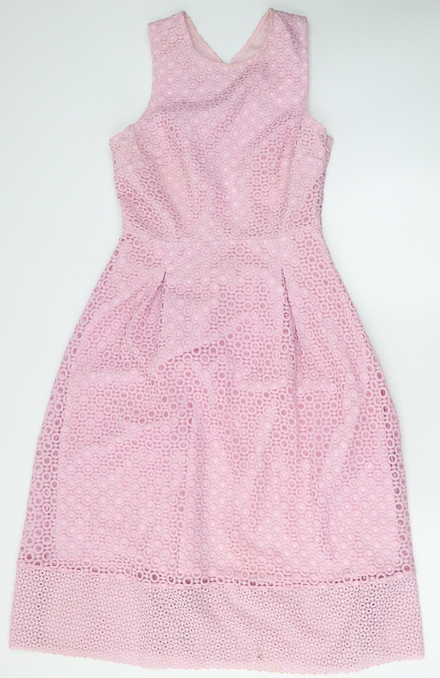 Warehouse Womens Pink Geometric Polyester A-Line  Size 10  Round Neck Zip