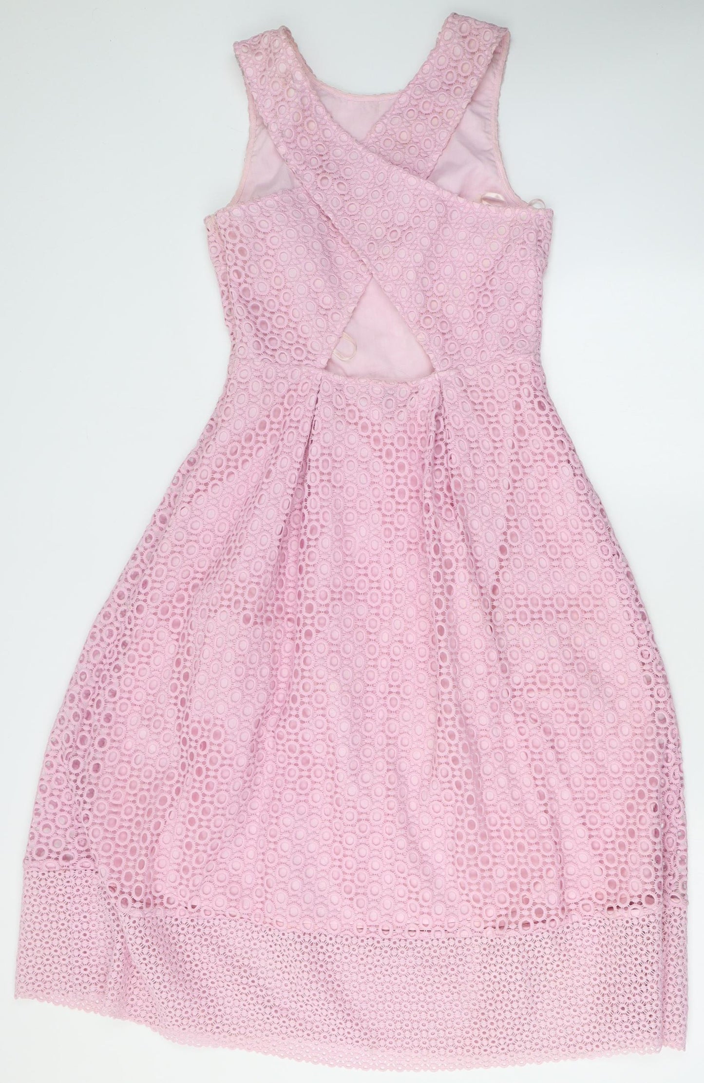 Warehouse Womens Pink Geometric Polyester A-Line  Size 10  Round Neck Zip