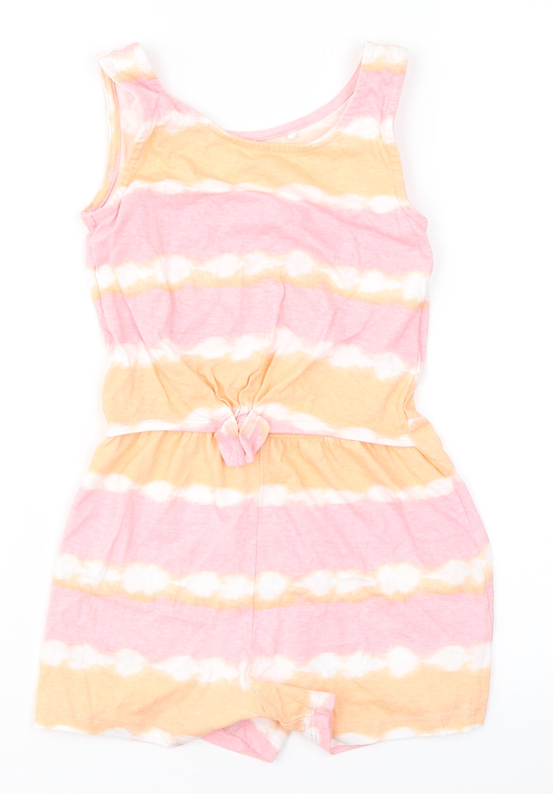 TU Girls Orange Tie Dye 100% Cotton Playsuit One-Piece Size 6 Years  Pullover - tie detail