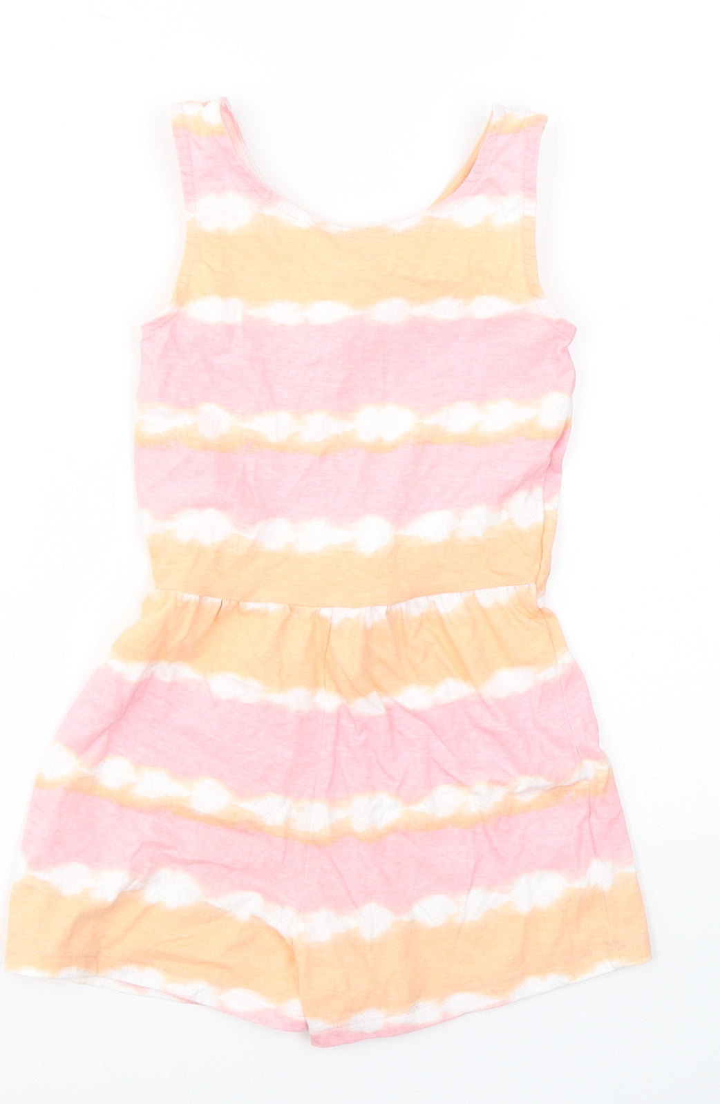 TU Girls Orange Tie Dye 100% Cotton Playsuit One-Piece Size 6 Years  Pullover - tie detail