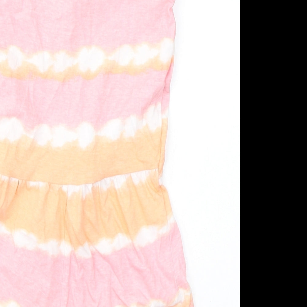 TU Girls Orange Tie Dye 100% Cotton Playsuit One-Piece Size 6 Years  Pullover - tie detail