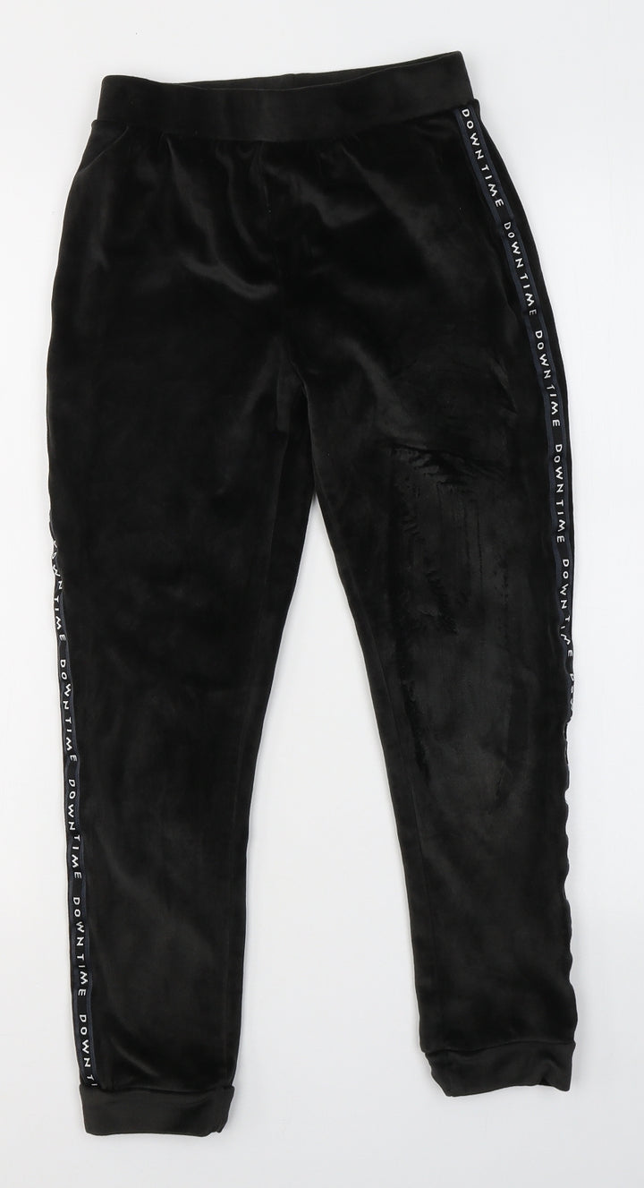 NEXT Girls Black  Polyester Jogger Trousers Size 9 Months  Regular