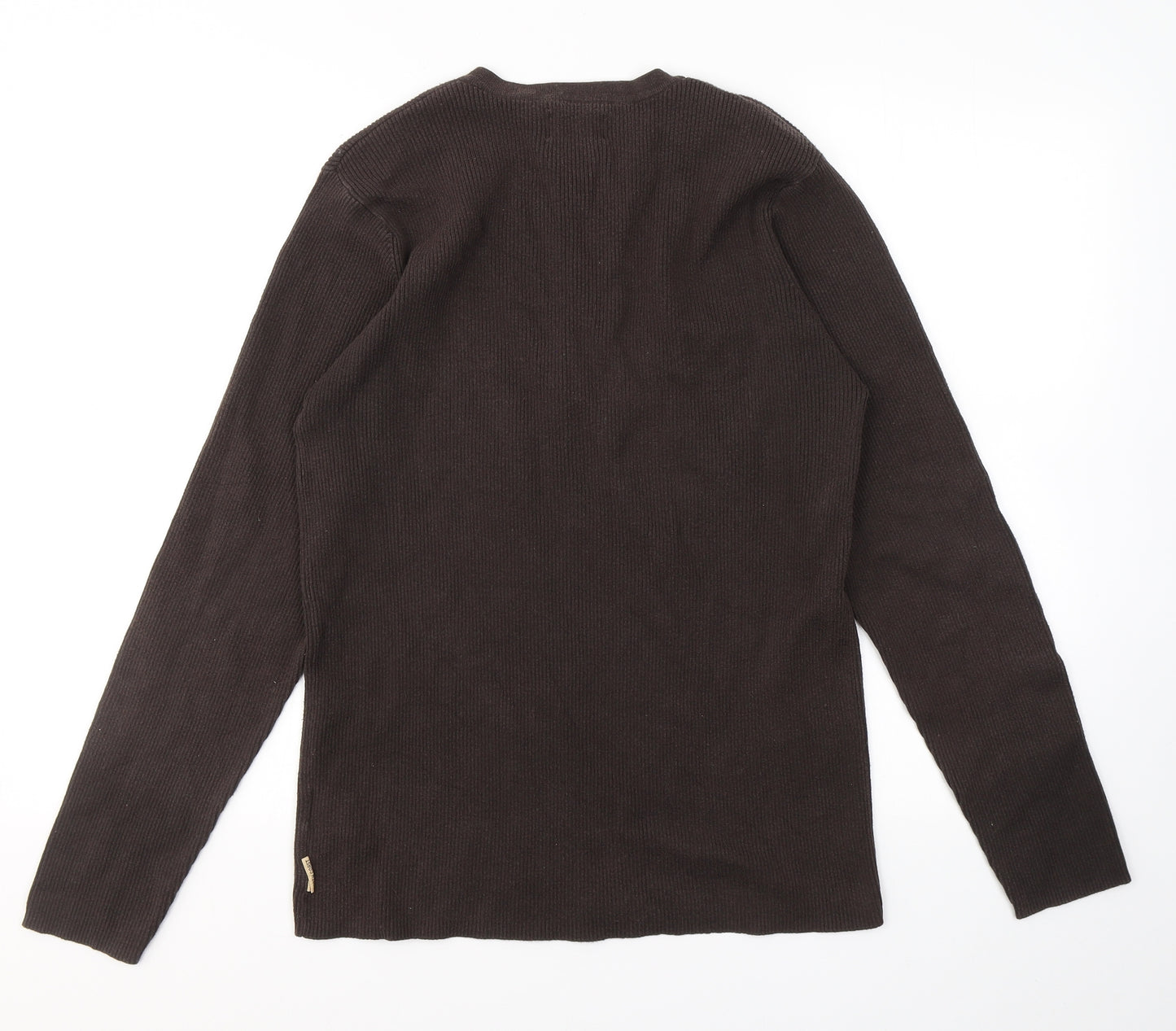 Marks and Spencer Mens Brown V-Neck  Cotton Pullover Jumper Size L