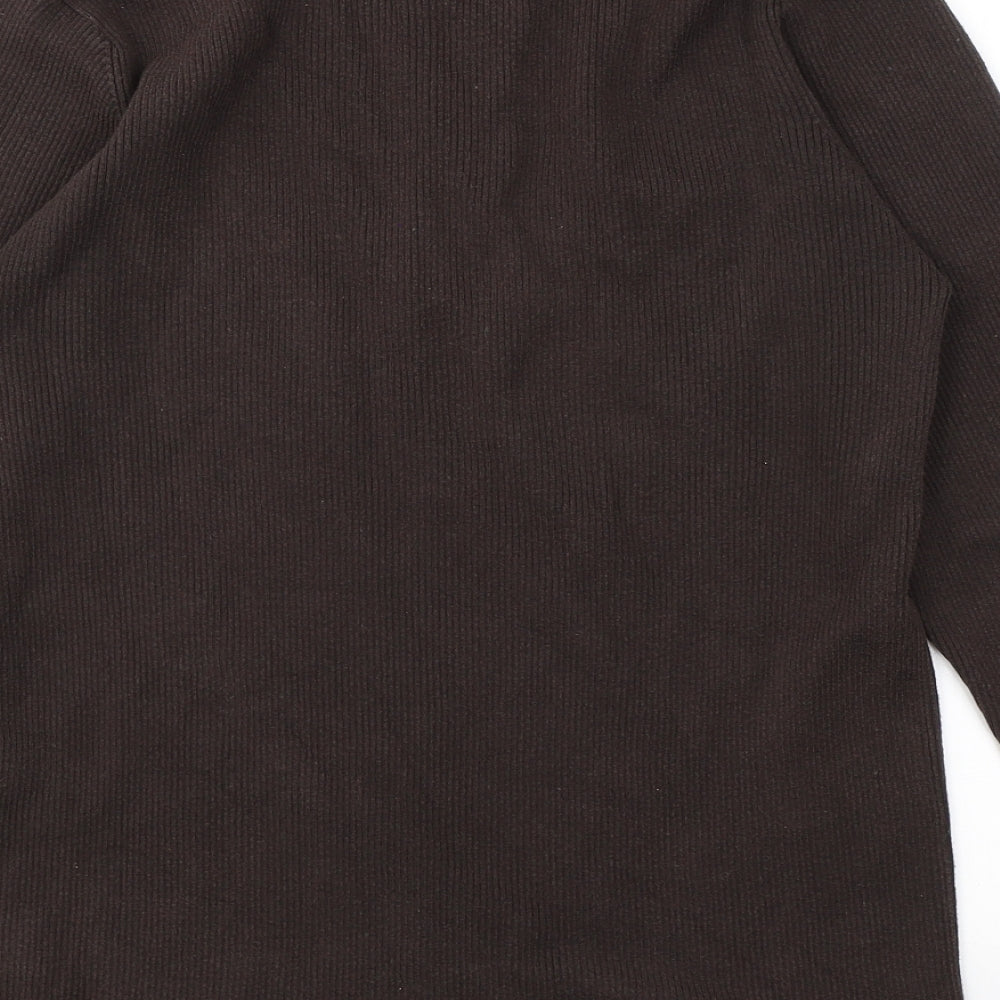 Marks and Spencer Mens Brown V-Neck  Cotton Pullover Jumper Size L