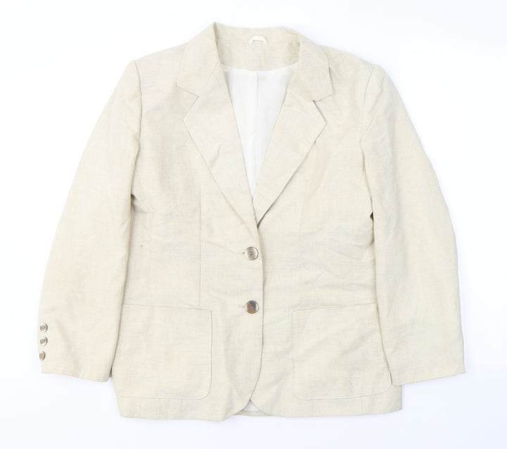Anne Brooks Womens Beige Jacket Blazer Size 14 Button