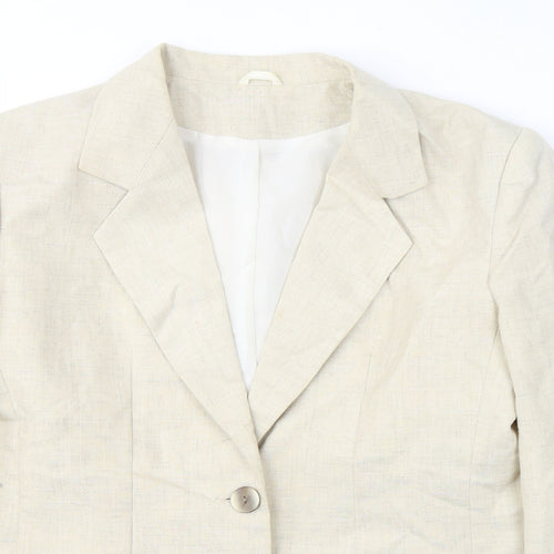 Anne Brooks Womens Beige   Jacket Blazer Size 14  Button