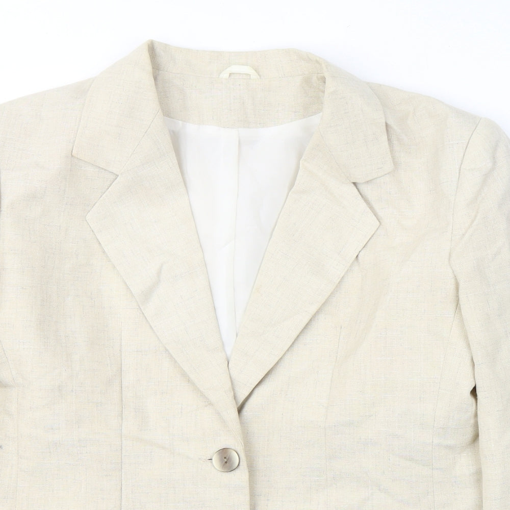 Anne Brooks Womens Beige   Jacket Blazer Size 14  Button