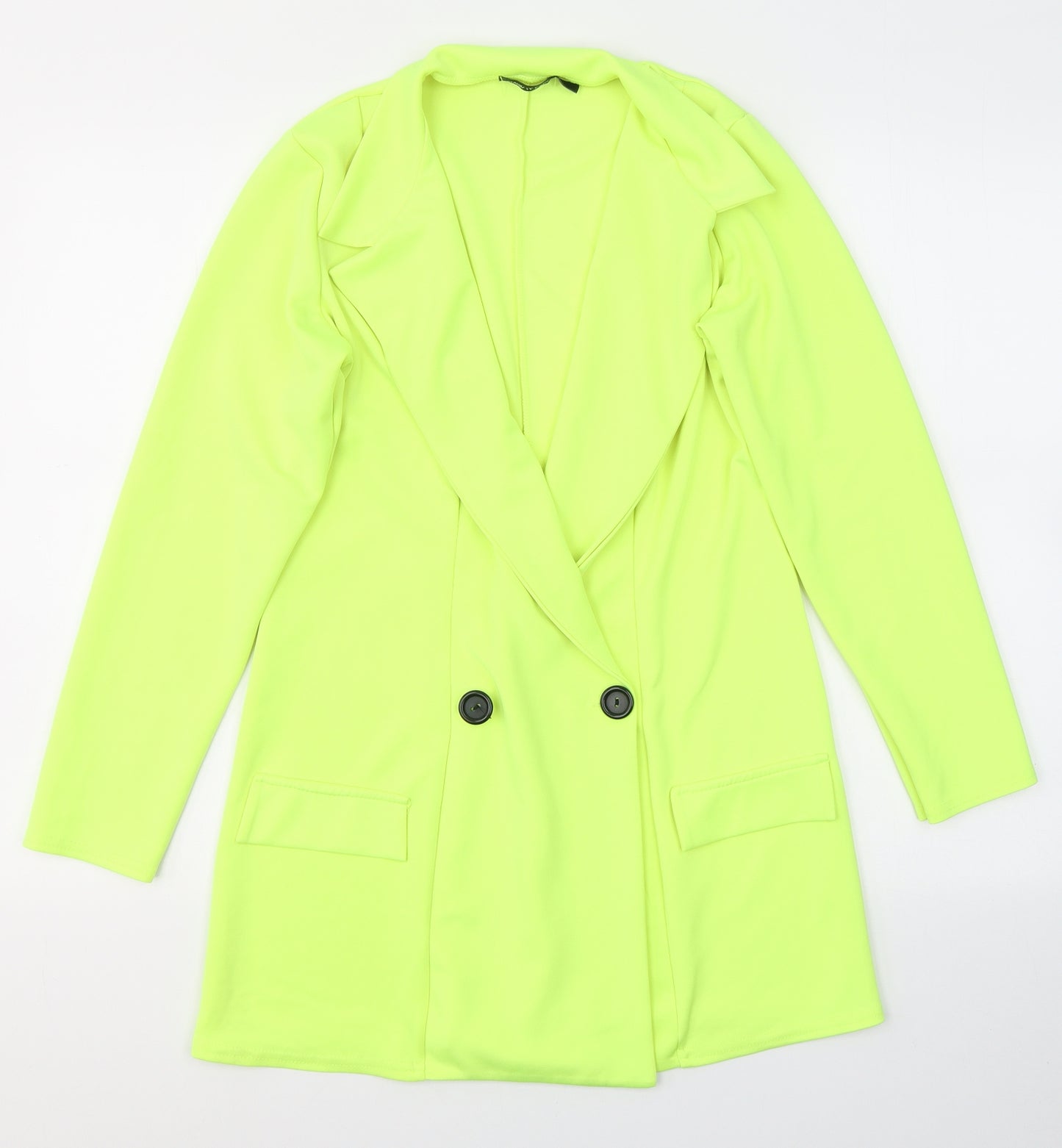 I SAW IT FIRST Womens Yellow   Jacket Blazer Size 12  Button - Neon Yellow
