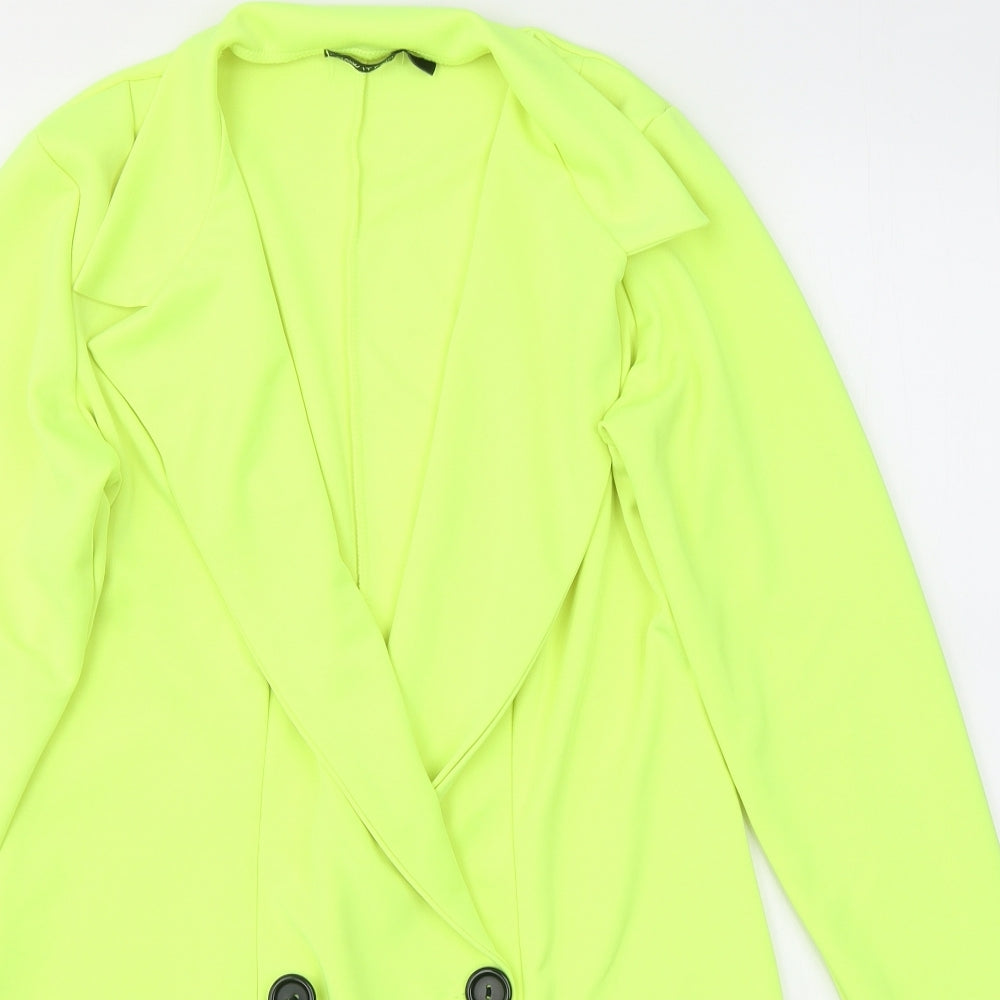 I SAW IT FIRST Womens Yellow   Jacket Blazer Size 12  Button - Neon Yellow