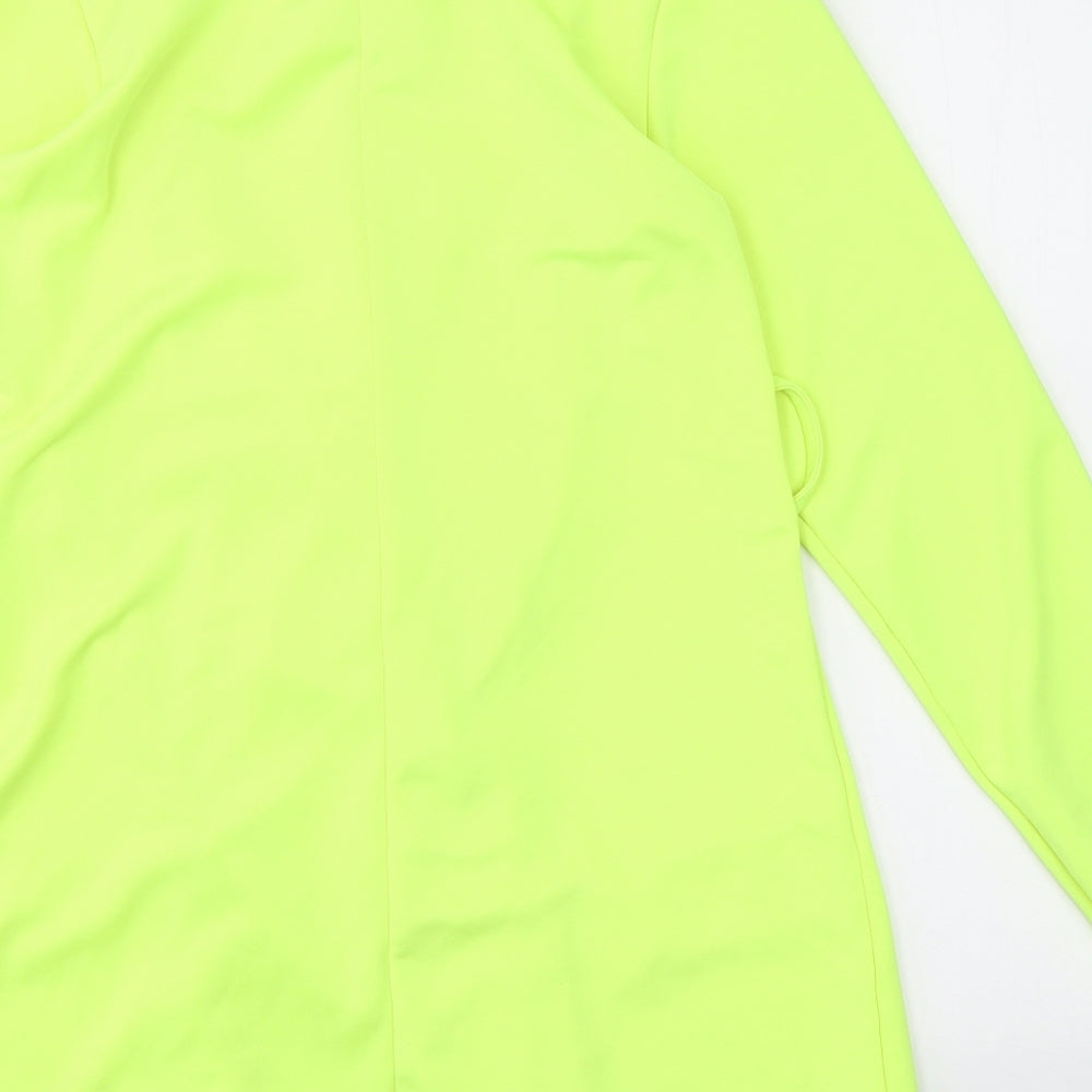 I SAW IT FIRST Womens Yellow   Jacket Blazer Size 12  Button - Neon Yellow