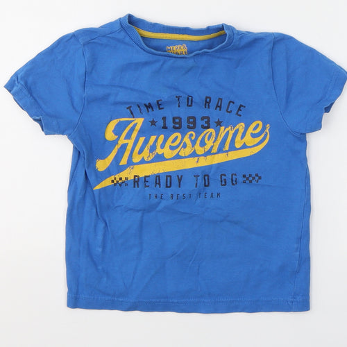 F&F Boys Blue  Cotton Pullover T-Shirt Size 3-4 Years Round Neck Pullover