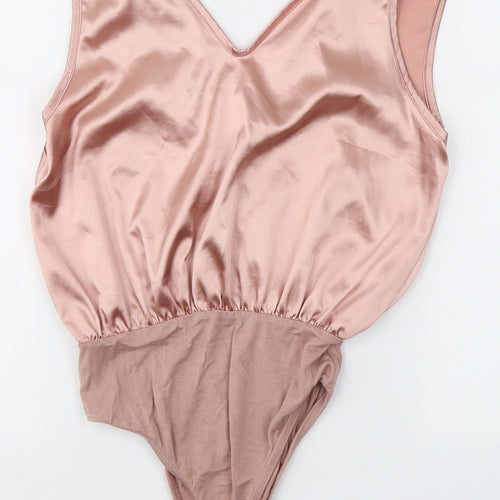 PRETTYLITTLETHING Womens Pink  Polyester Bodysuit One-Piece Size 8  Pullover