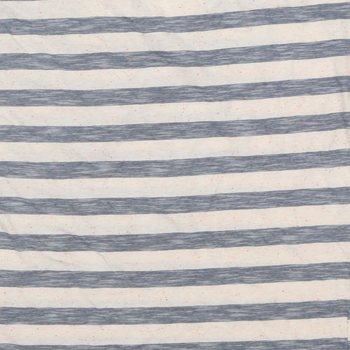 TU Womens Grey Striped Cotton Basic T-Shirt Size 8 Crew Neck