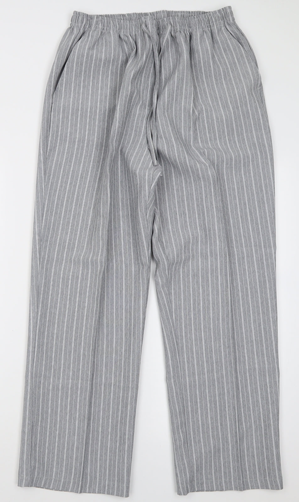 Damart Womens Grey Striped Polyester Trousers  Size 16 L28 in Regular Tie
