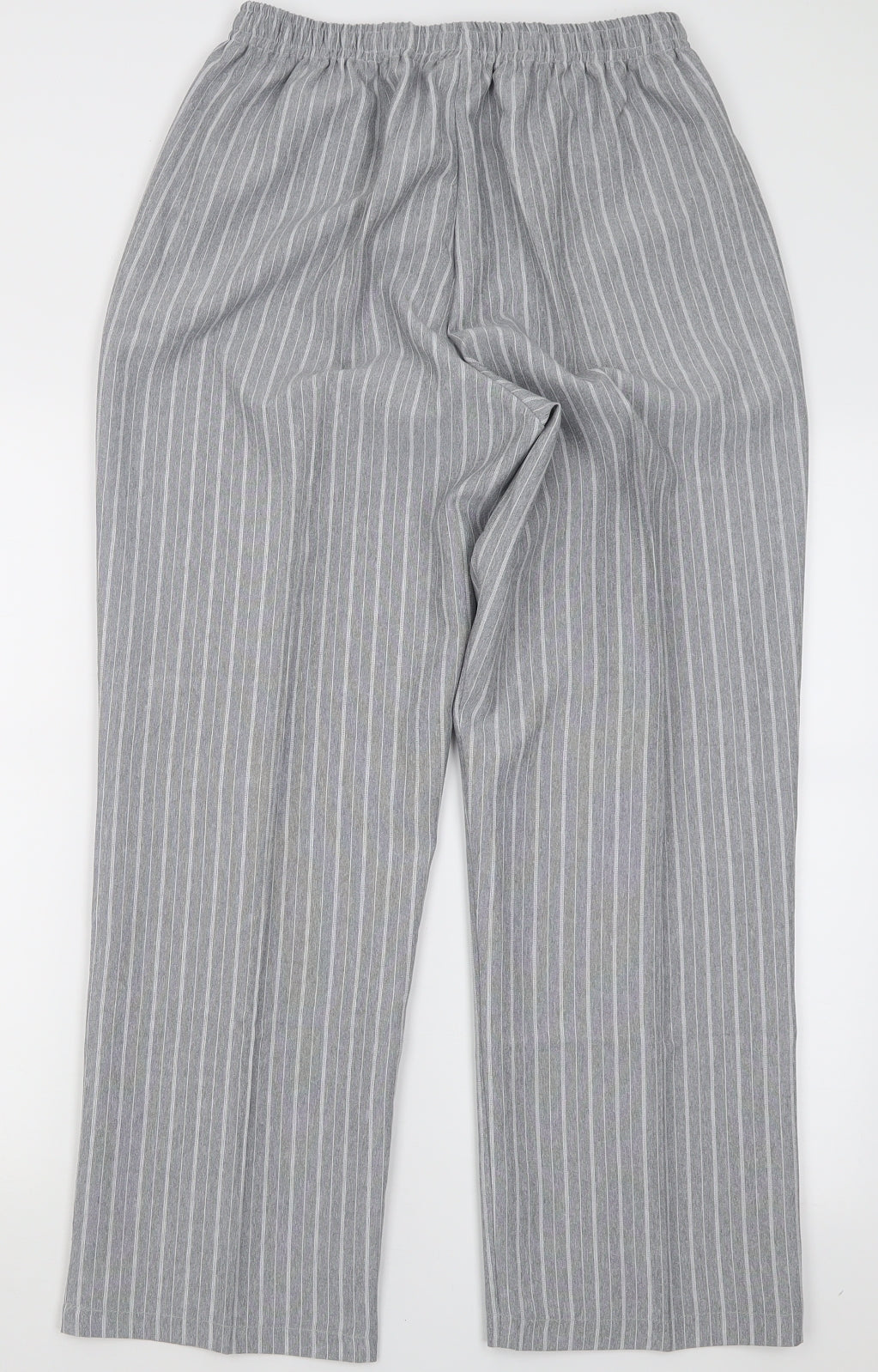 Damart Womens Grey Striped Polyester Trousers  Size 16 L28 in Regular Tie