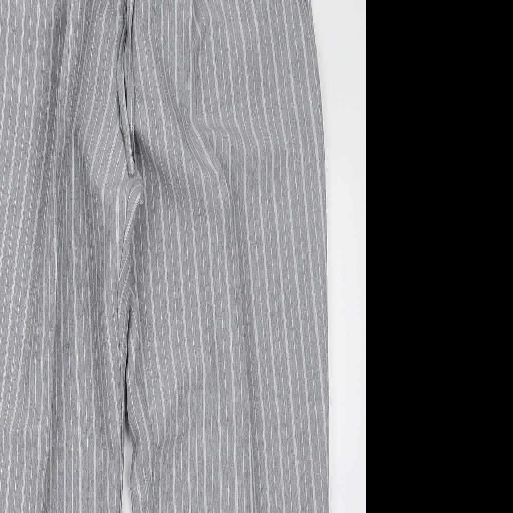 Damart Womens Grey Striped Polyester Trousers  Size 16 L28 in Regular Tie