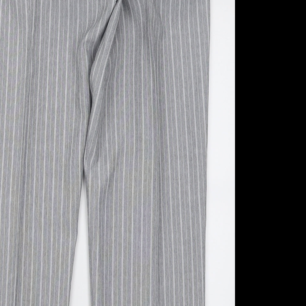 Damart Womens Grey Striped Polyester Trousers  Size 16 L28 in Regular Tie