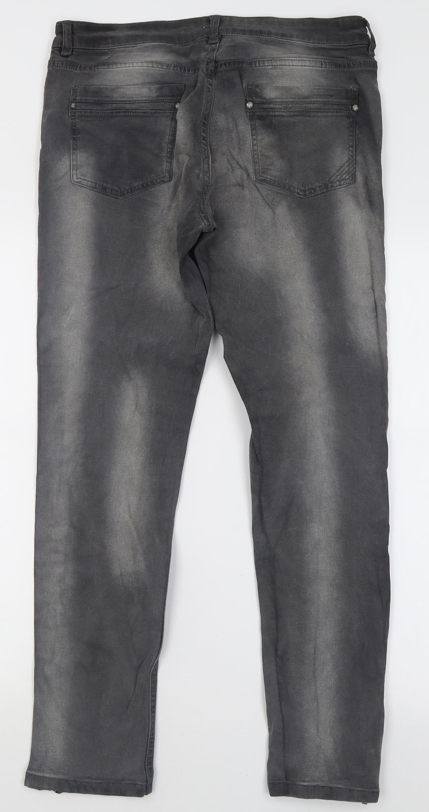 Oasis Womens Grey  Cotton Skinny Jeans Size 16 L29 in Regular Button