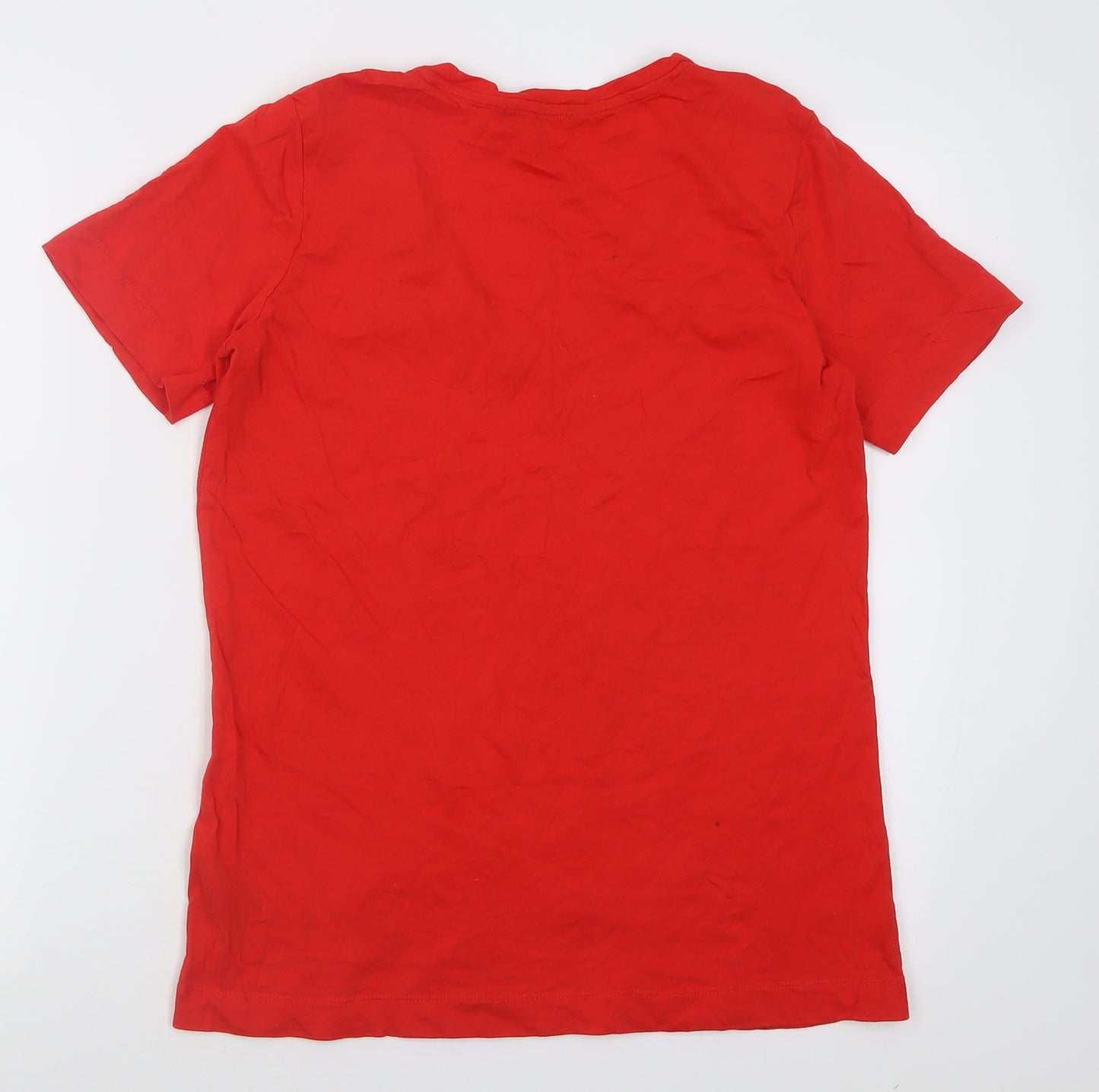 Very Womens Red  Cotton Basic T-Shirt Size 8 V-Neck