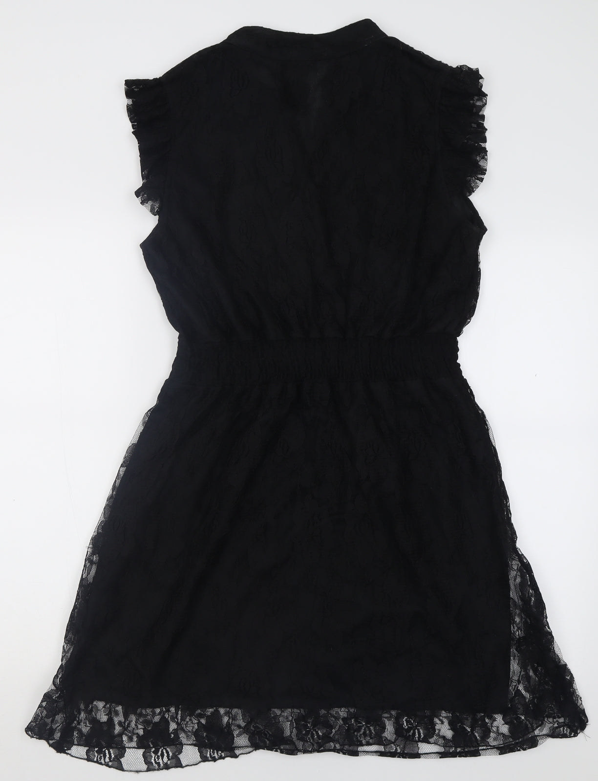 Chemistry Womens Black Floral Nylon A-Line  Size XL  V-Neck Button