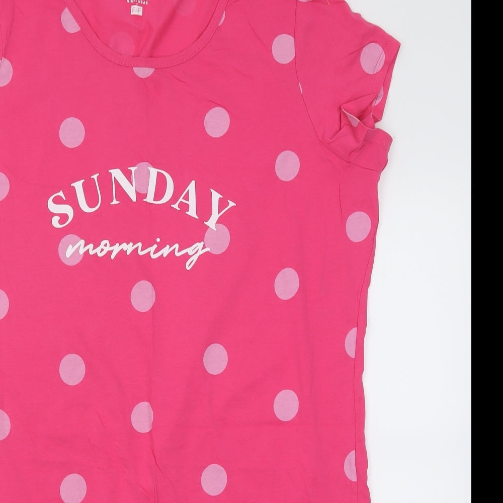 F&F Womens Pink Polka Dot Cotton Cami Dress Size 16   - sunday morning