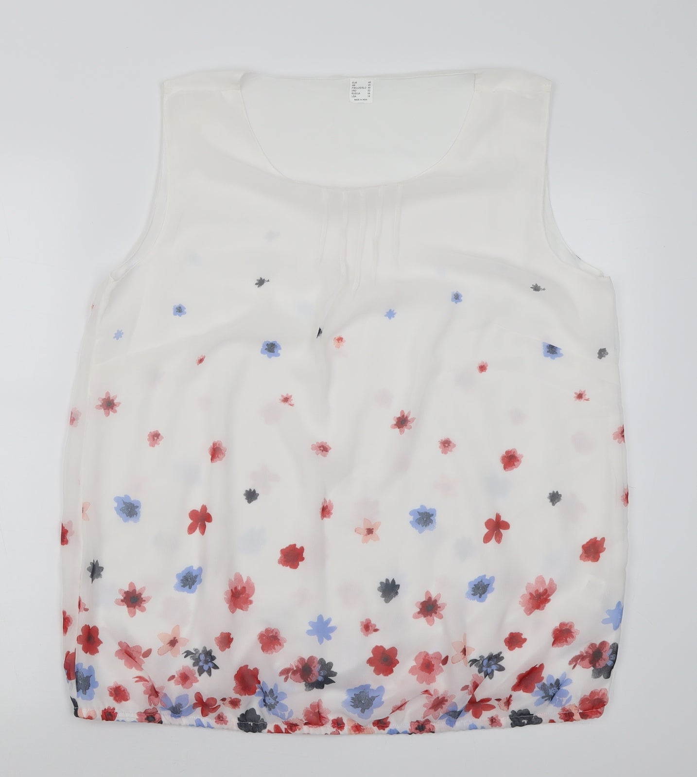 Preworn Womens White Floral Polyester Basic Blouse Size 20 Crew Neck
