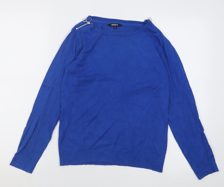 pep&co Womens Blue Crew Neck  Viscose Pullover Jumper Size 10