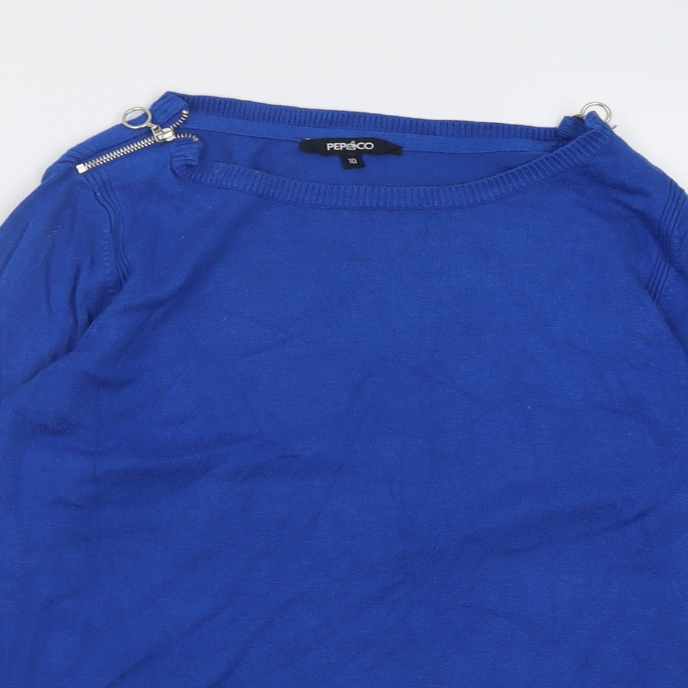pep&co Womens Blue Crew Neck  Viscose Pullover Jumper Size 10