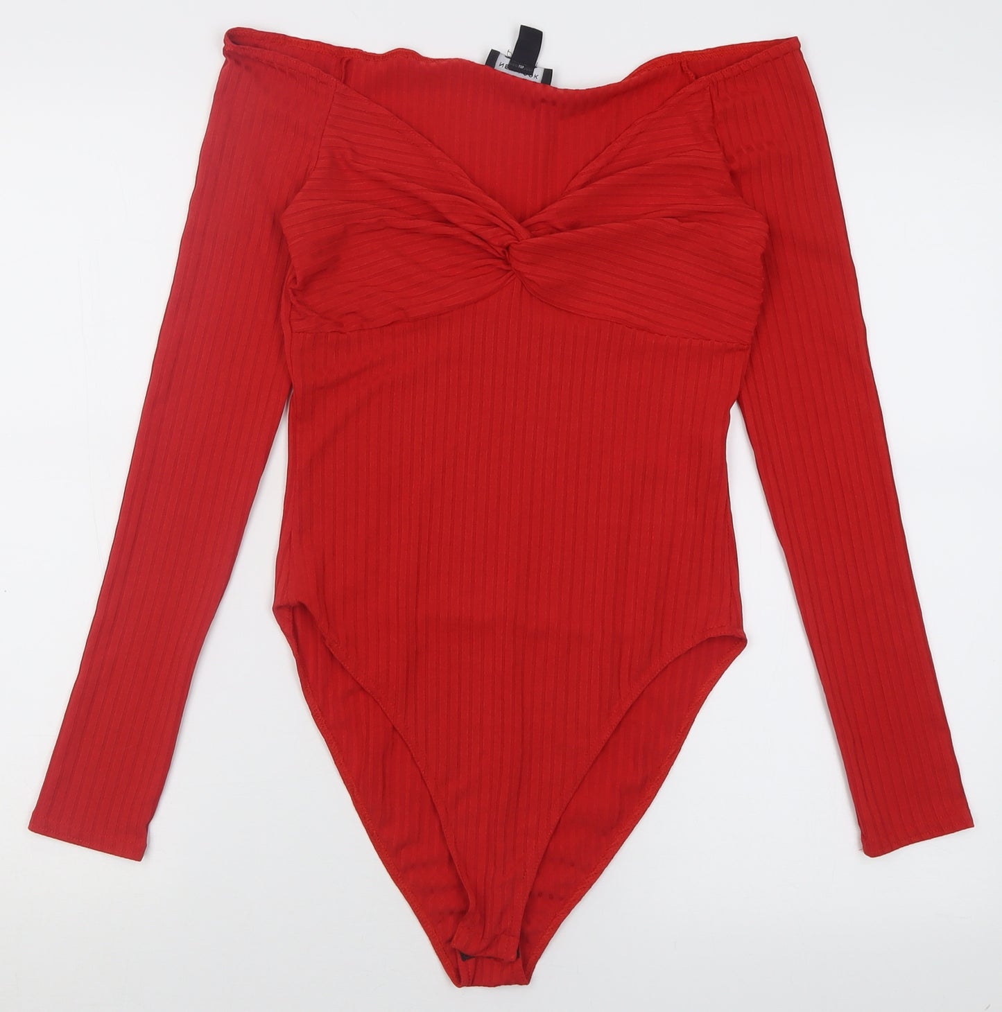 New Look Womens Red  Polyamide Bodysuit One-Piece Size 12  Button