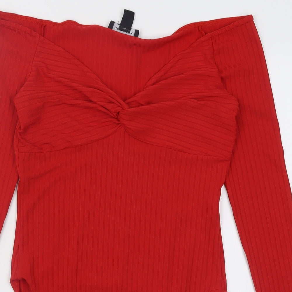 New Look Womens Red  Polyamide Bodysuit One-Piece Size 12  Button
