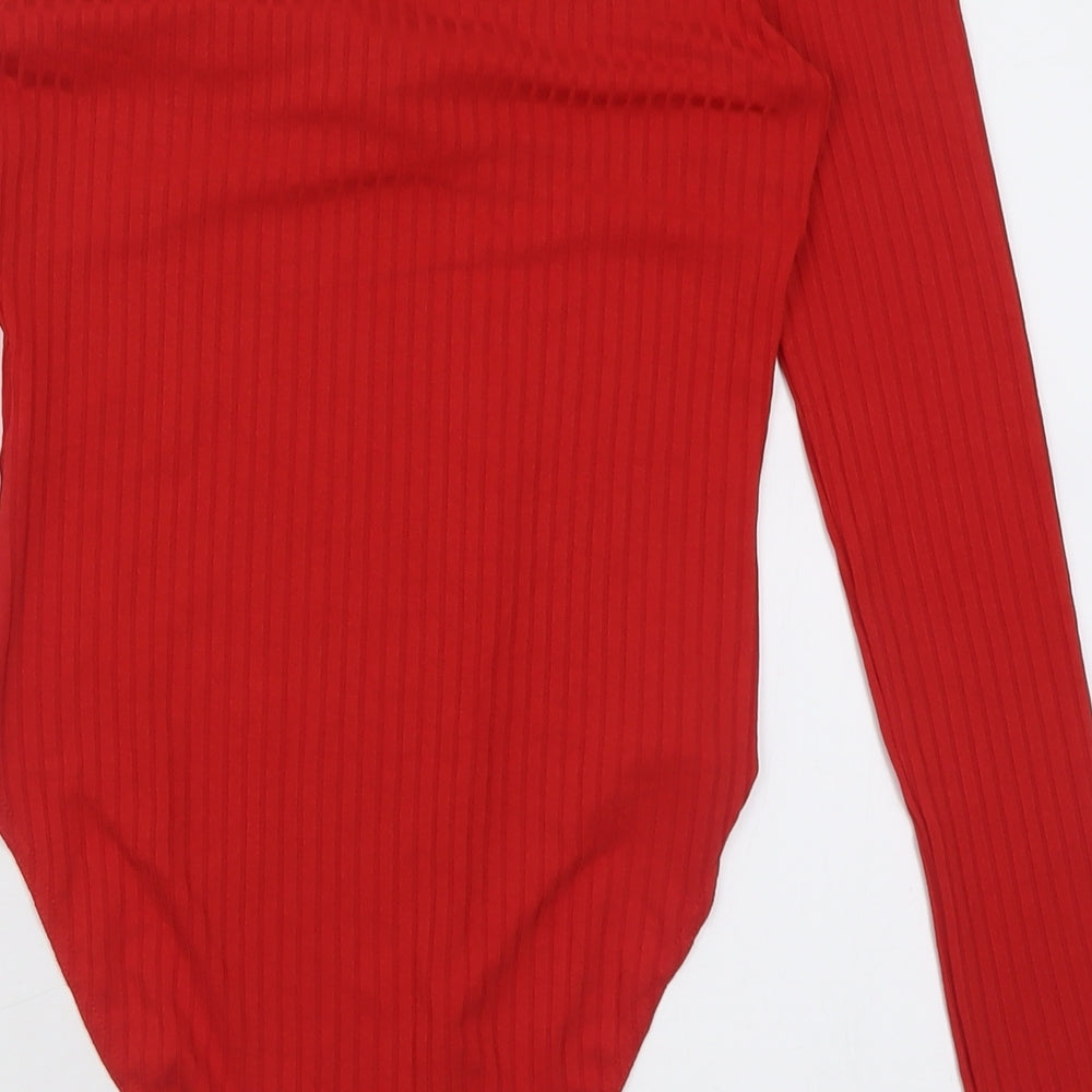 New Look Womens Red  Polyamide Bodysuit One-Piece Size 12  Button
