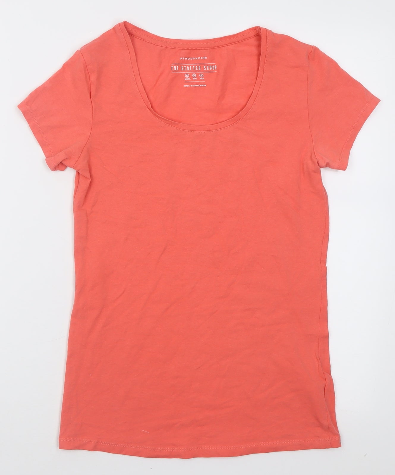 Atmosphere Womens Pink  Cotton Basic T-Shirt Size 10 Scoop Neck