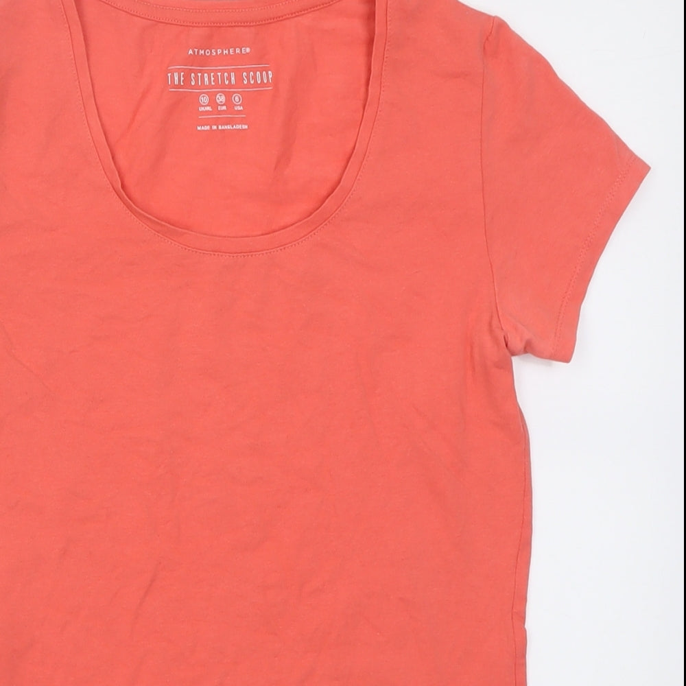 Atmosphere Womens Pink  Cotton Basic T-Shirt Size 10 Scoop Neck