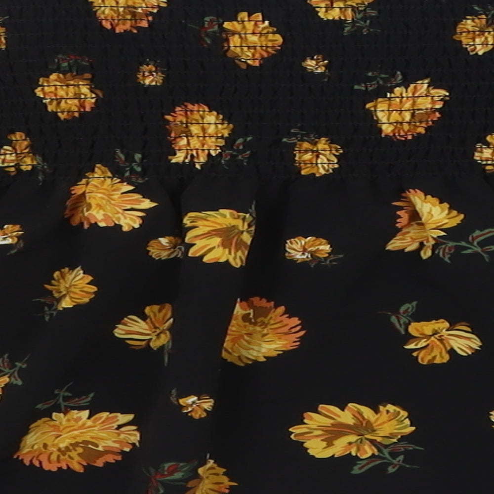 Dorothy Perkins Womens Yellow Floral Polyester Basic Blouse Size 10 Off the Shoulder