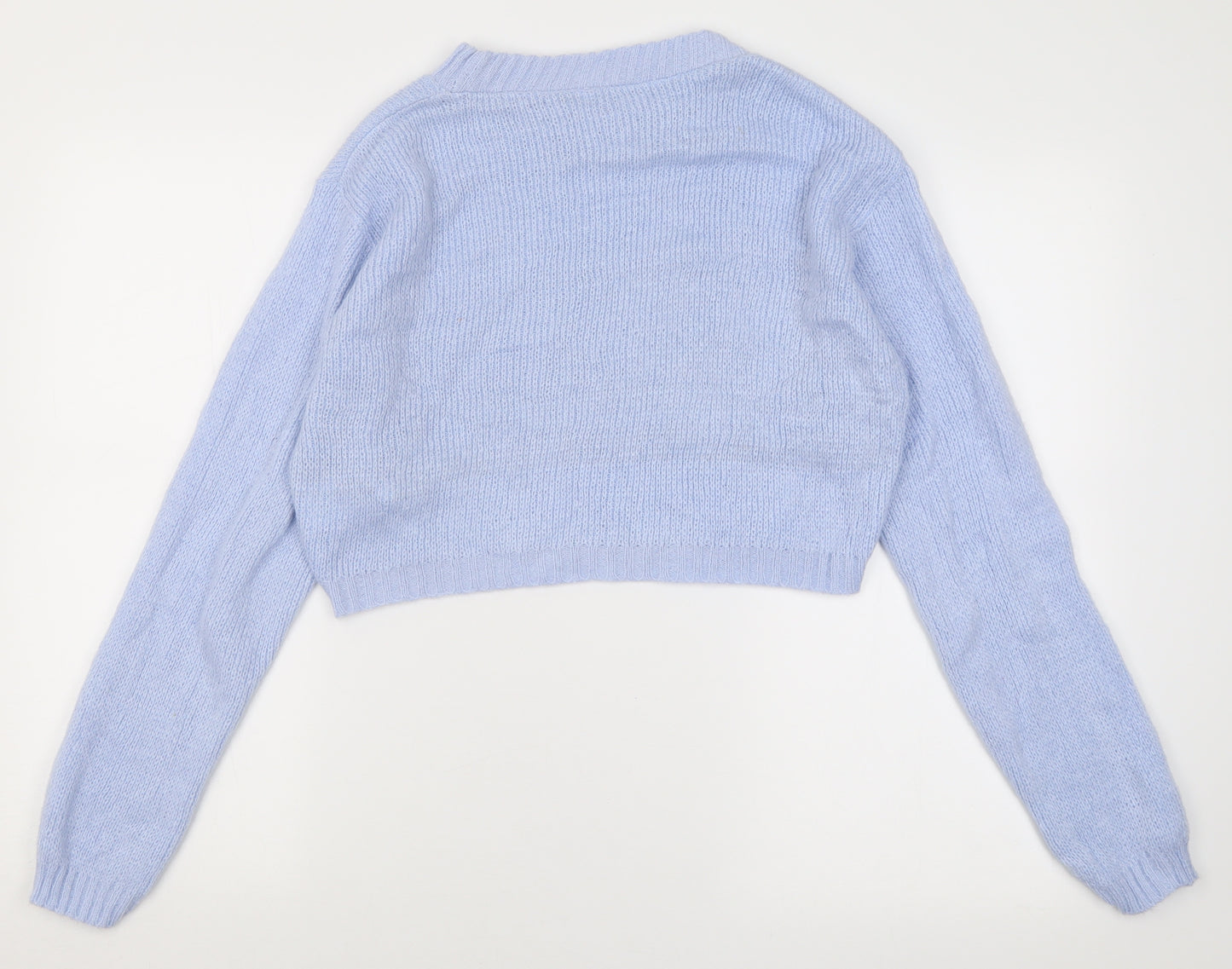 Glamorous Womens Blue Crew Neck  Acrylic Pullover Jumper Size 10
