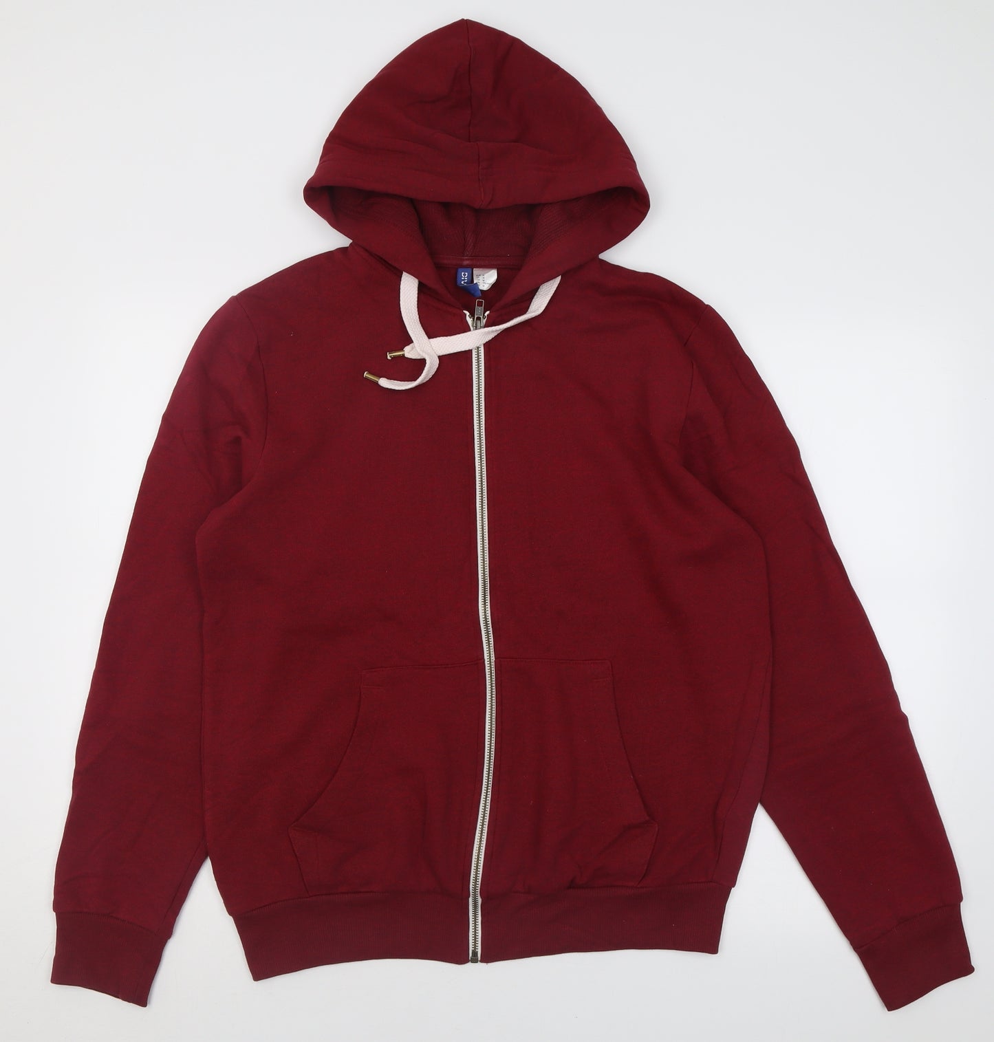 H&M Mens Red  Cotton Full Zip Hoodie Size M