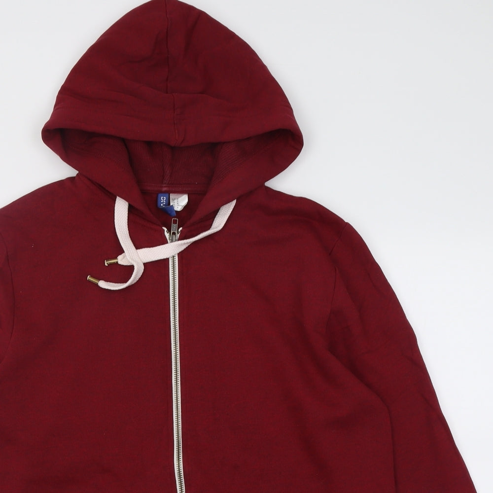 H&M Mens Red  Cotton Full Zip Hoodie Size M