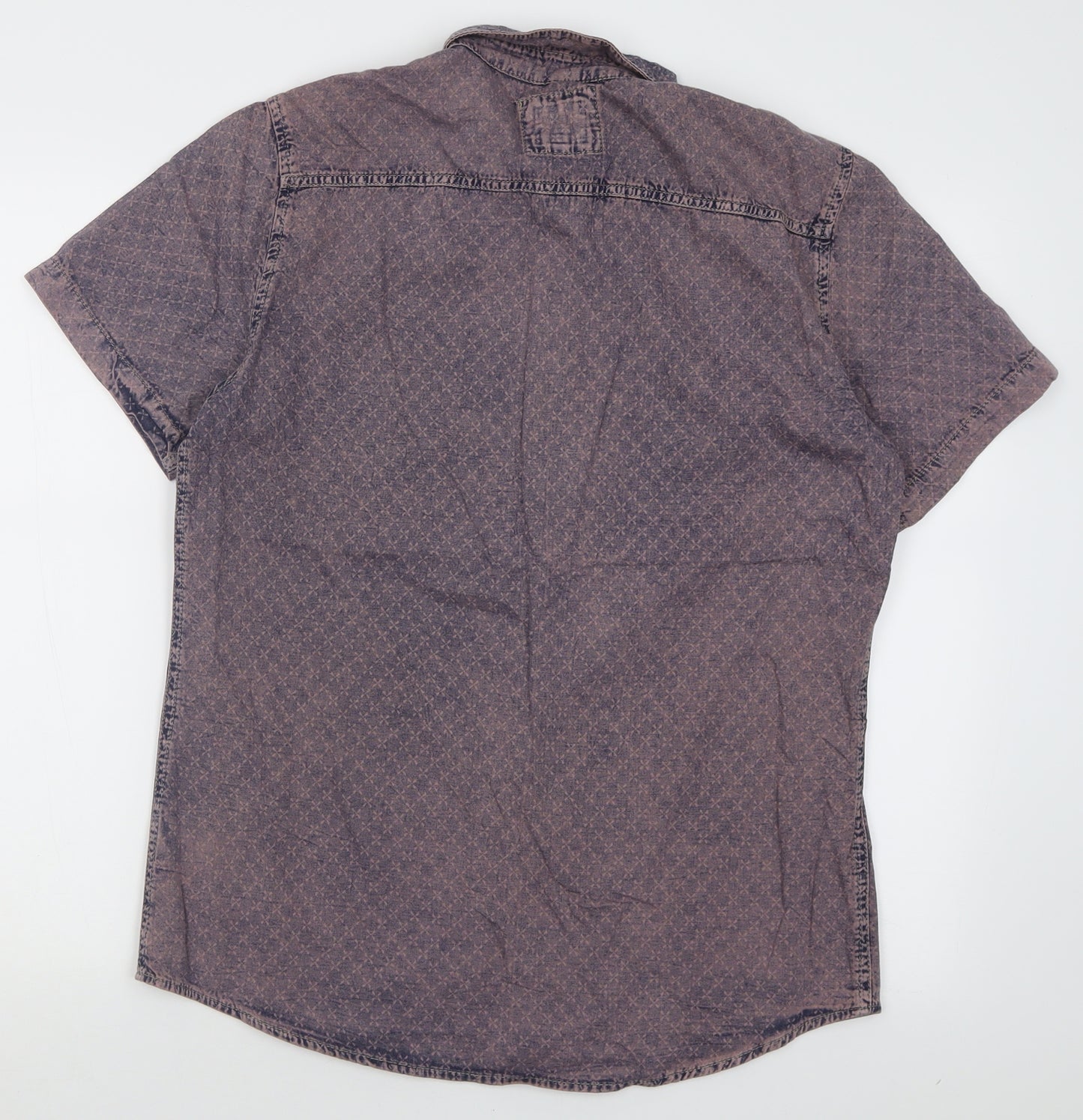 River Island Mens Pink Geometric Cotton  Button-Up Size M Collared Button