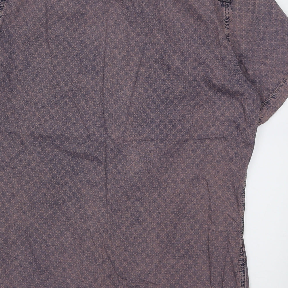 River Island Mens Pink Geometric Cotton  Button-Up Size M Collared Button