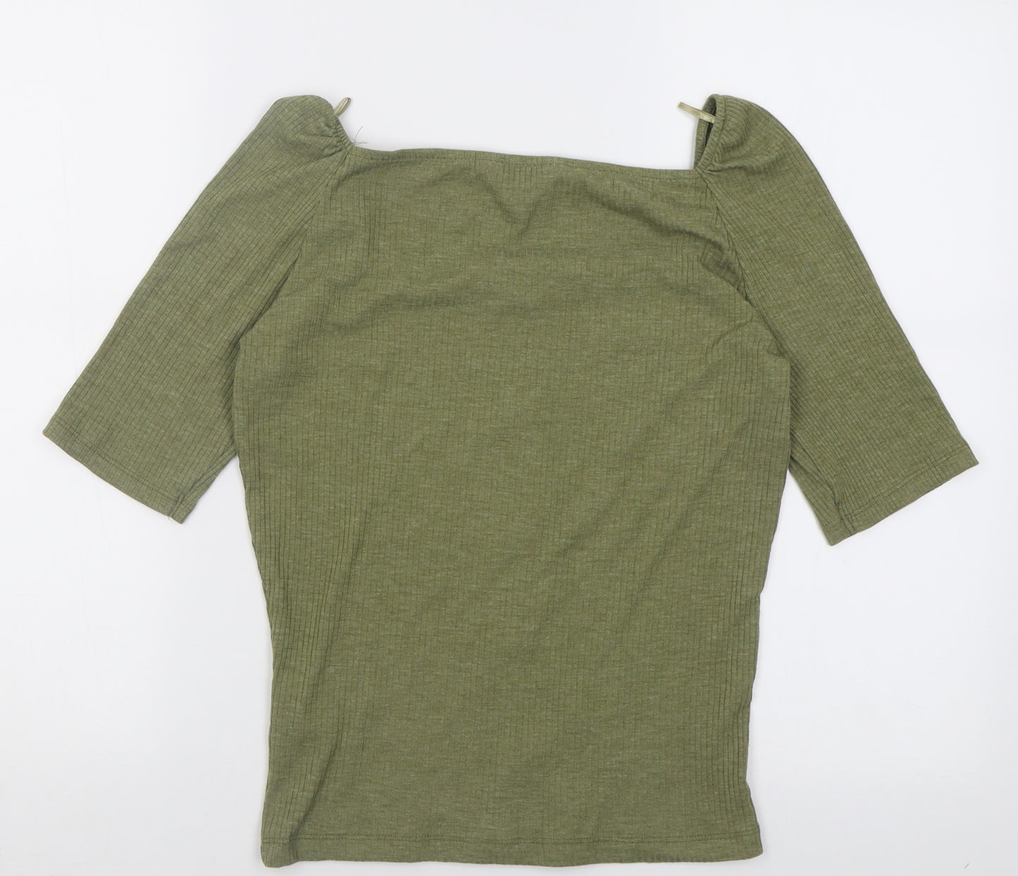 F&F Womens Green  Polyester Basic T-Shirt Size 12 Square Neck
