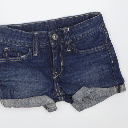 H&M Girls Blue  Cotton Boyfriend Shorts Size 2-3 Years  Regular Buckle
