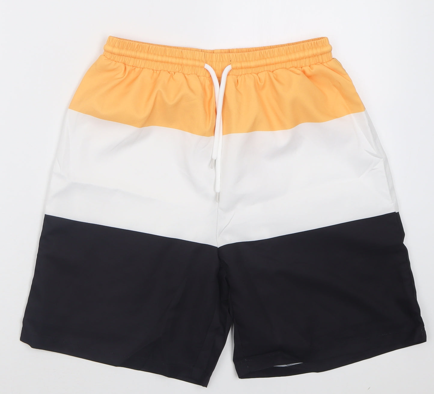 SheIn Boys Yellow Striped Polyester Bermuda Shorts Size 13-14 Years  Regular Tie