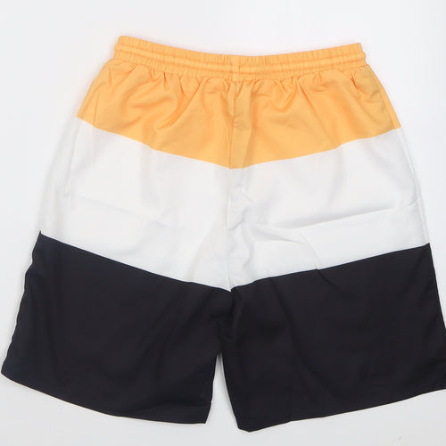 SheIn Boys Yellow Striped Polyester Bermuda Shorts Size 13-14 Years  Regular Tie