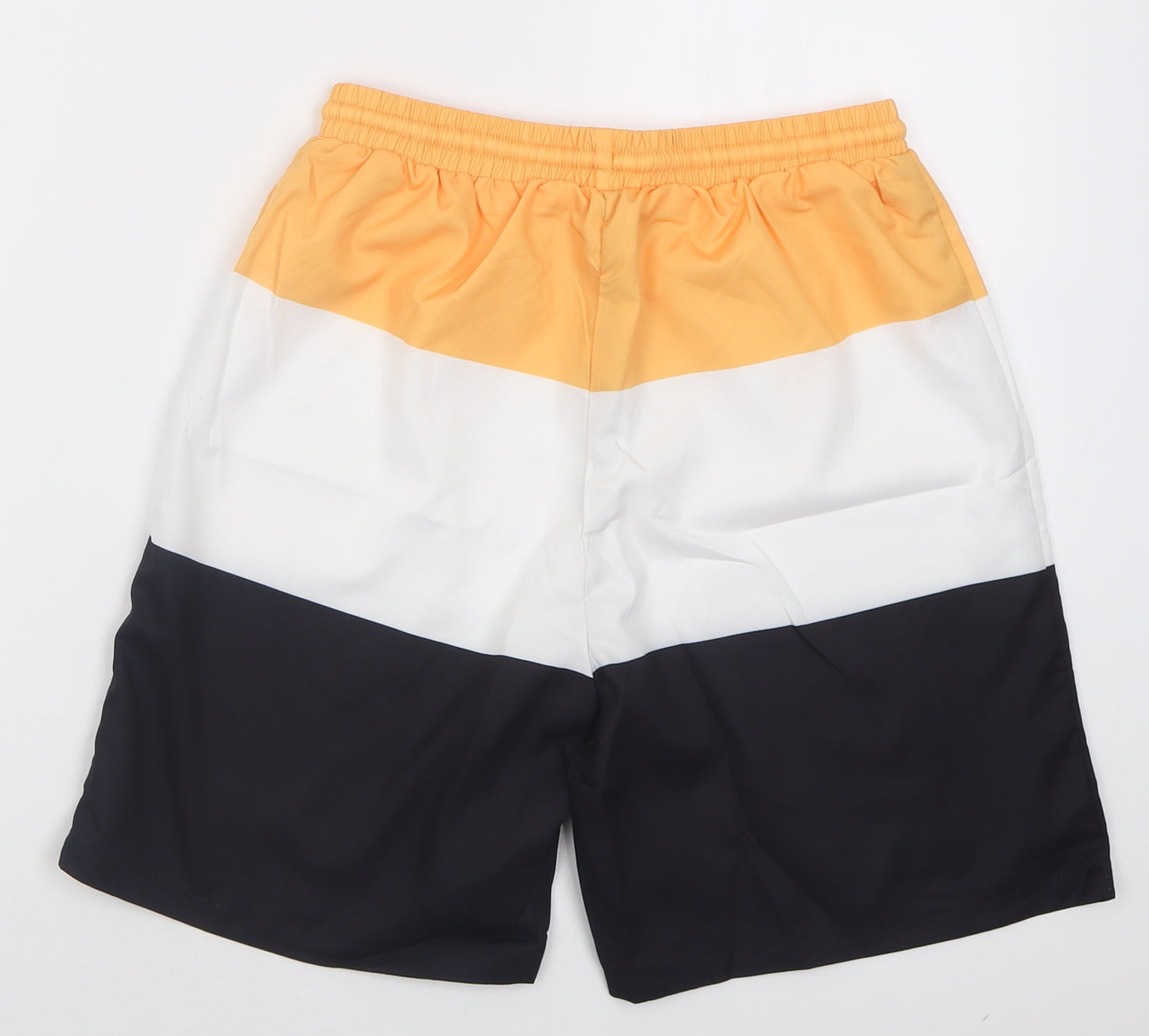 SheIn Boys Yellow Striped Polyester Bermuda Shorts Size 13-14 Years  Regular Tie