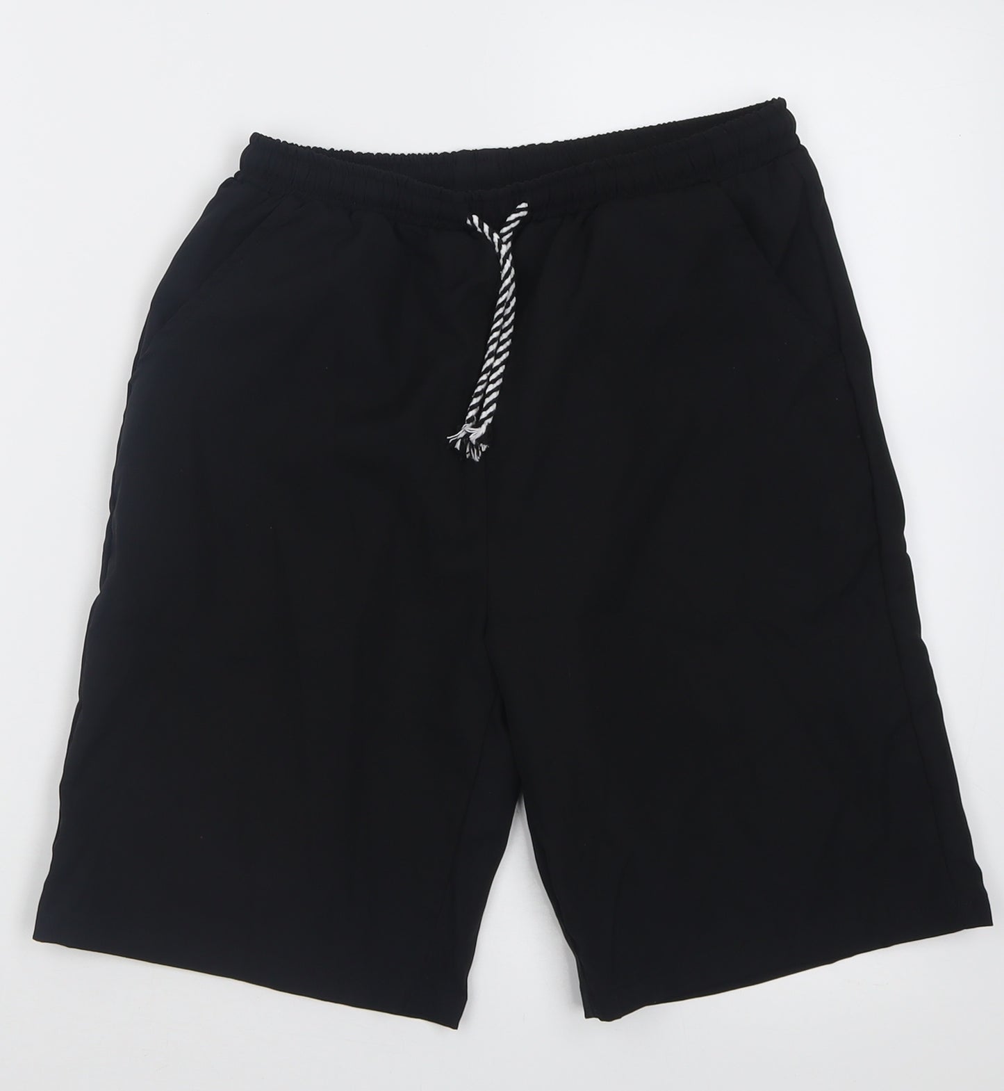 SheIn Boys Black  Polyester Bermuda Shorts Size 13-14 Years  Regular Tie