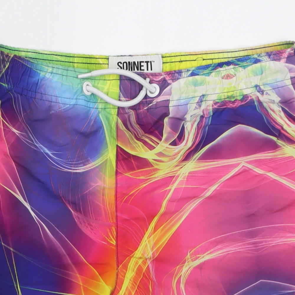 Sonneti Boys Multicoloured Geometric Polyester Sweat Shorts Size 12-13 Years  Regular Tie