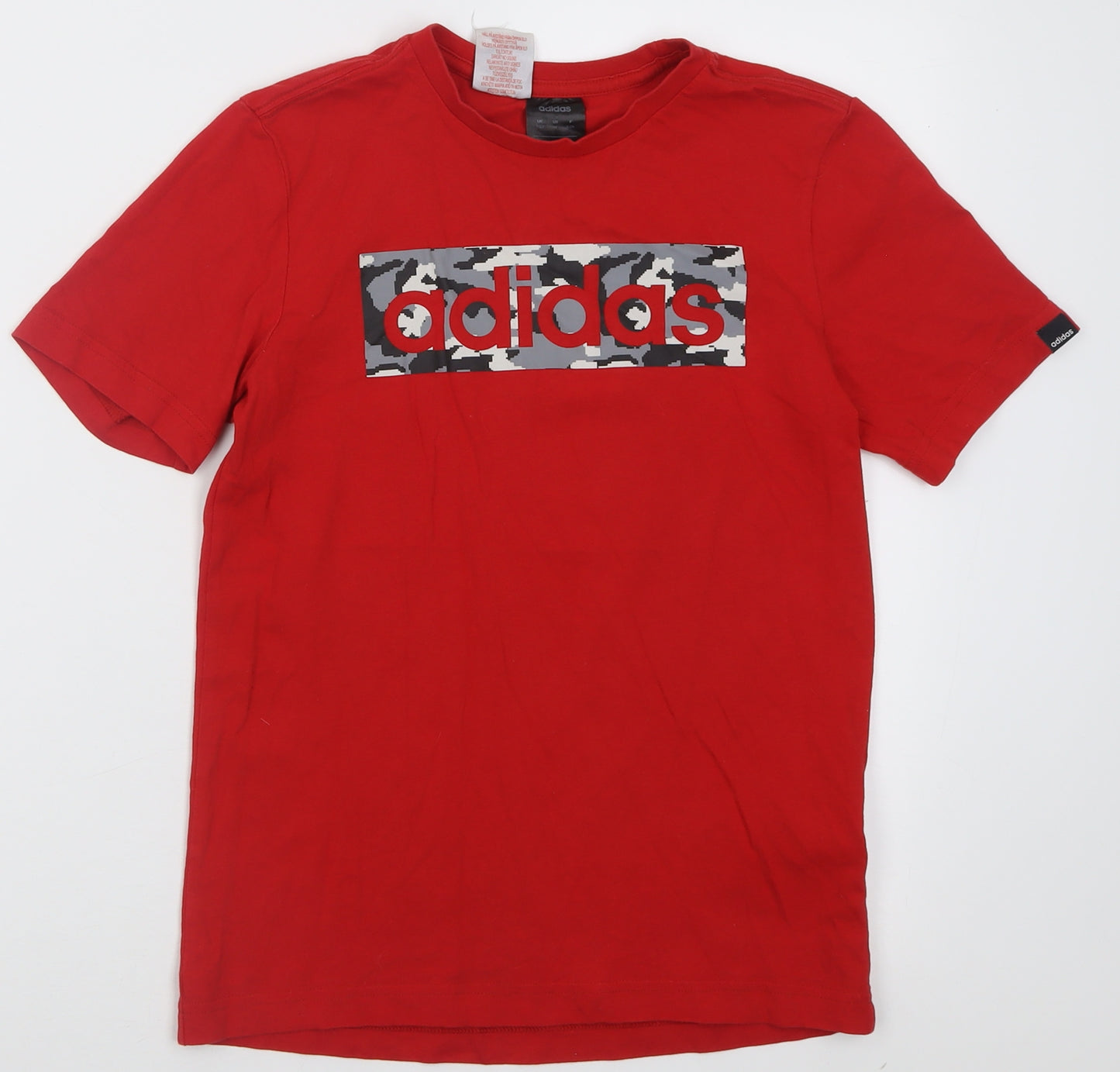 adidas Boys Red  Cotton Basic T-Shirt Size 11-12 Years Crew Neck Pullover