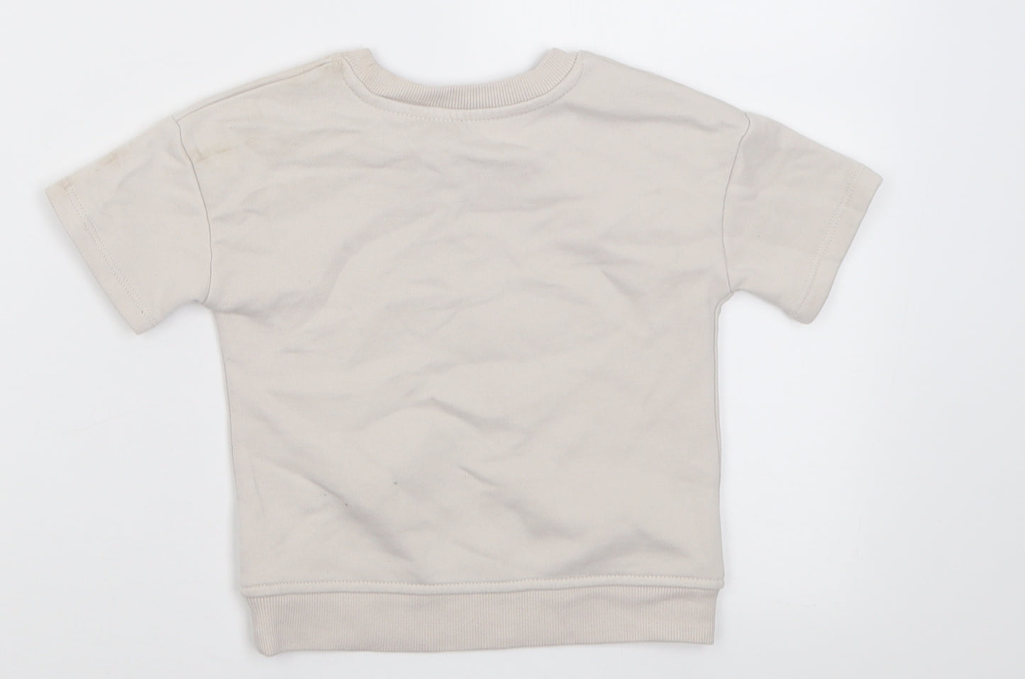 Dunnes Stores Baby Beige  Cotton Basic T-Shirt Size 12-18 Months Crew Neck Pullover