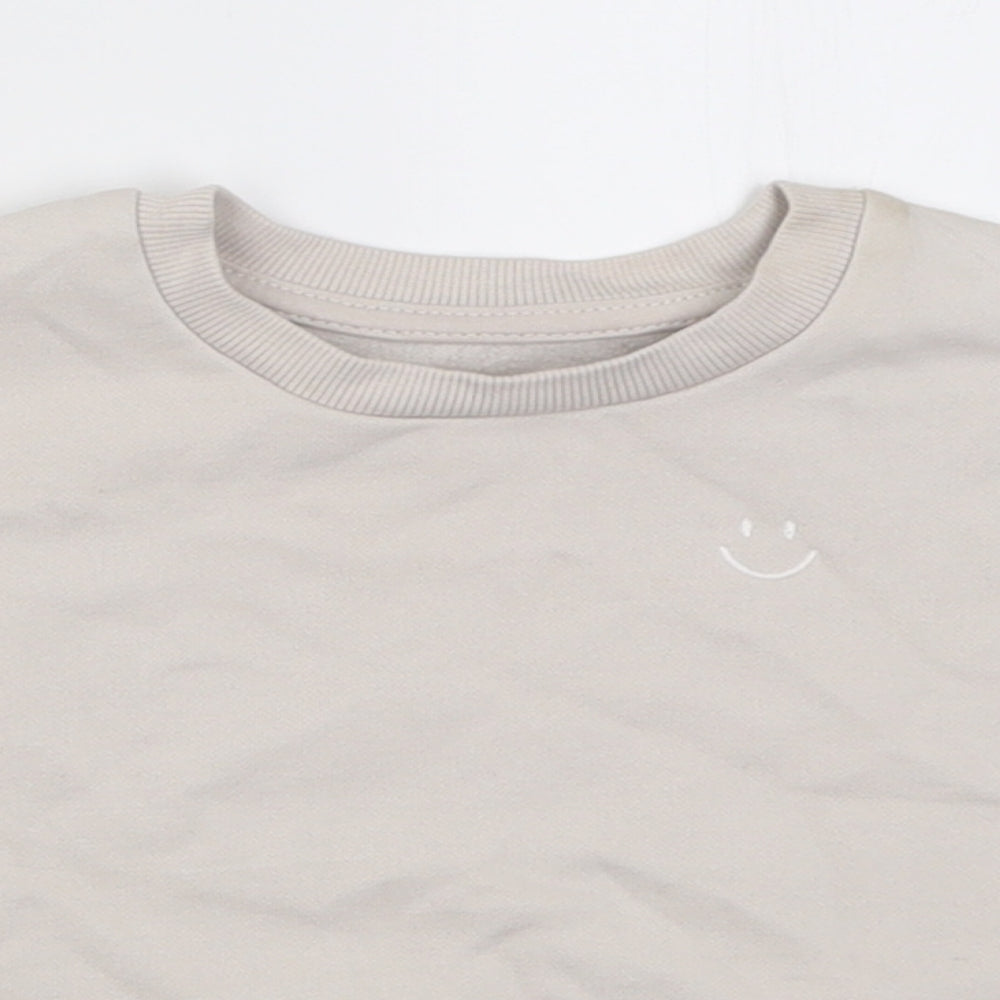 Dunnes Stores Baby Beige  Cotton Basic T-Shirt Size 12-18 Months Crew Neck Pullover