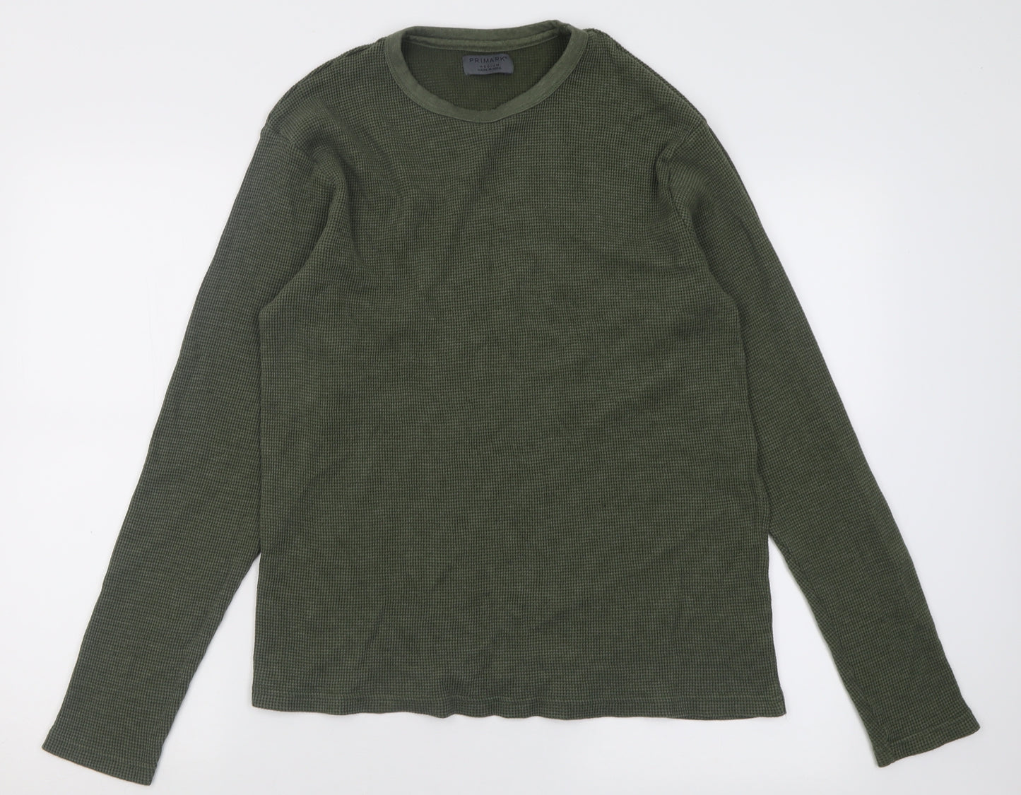 Primark Mens Green Crew Neck  Cotton Pullover Jumper Size M